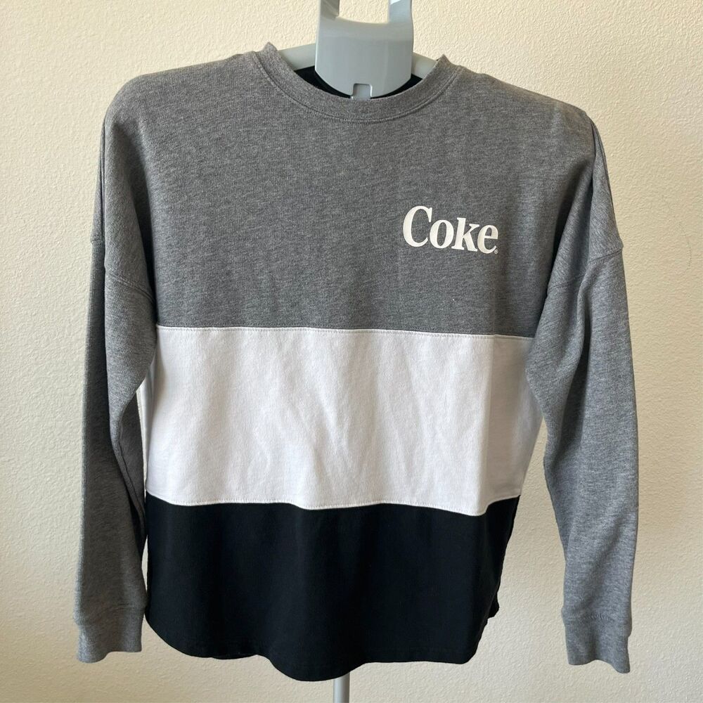 Coca-Cola Sweatshirt Men's Small Greyscale Logo‎ Crew Pullover Monochrome Coke